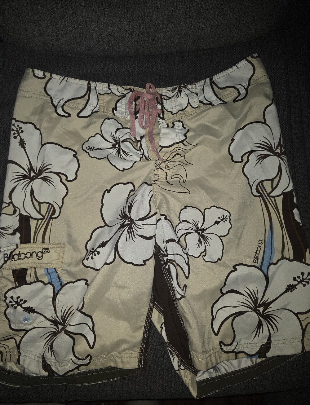 Billabong Beige Floral Boardshorts with  Drawstring